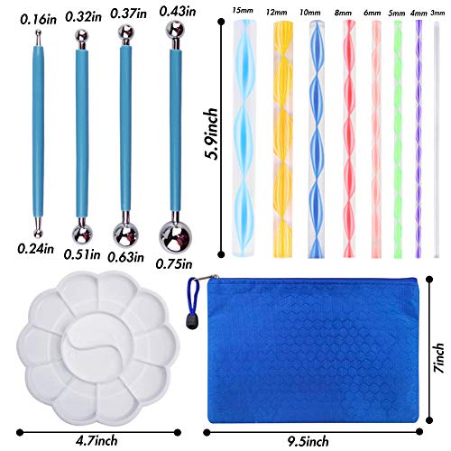 25PCS Mandala Dotting Tools Set, Pen Dotting Painting Tools Brushes Mandala Stencil Kit Ball Stylus with a Waterproof Storage Bag for Rocks Painting Nail Dotting Art Drawing DIY Coloring