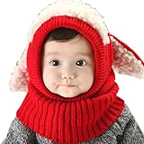 Lovely Winter Baby Kids Girls Boys Warm Woolen Coif Hood Scarf Caps Hats Red