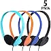 CN-Outlet Kids Headphones for Classroom in Bulk Multi Colored 5 Pack, Wholesale Children On-Ear Headset Perfect for Schools, Student, Libraries, Computer Lab, Testing Centers (5Pack)
