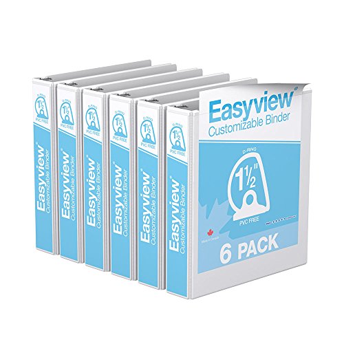 Easyview Premium, Angle D Ring, Customizable, View Binder, 6 Pack (1.5