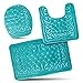 Bathroom Rug Mats Set 3 Piece - Memory Foam Extra Soft Shower Bath Rugs – Contour Mat and Lid Cover - Perfect Combination of Luxury and Comfort - Aqua Teal/Designs