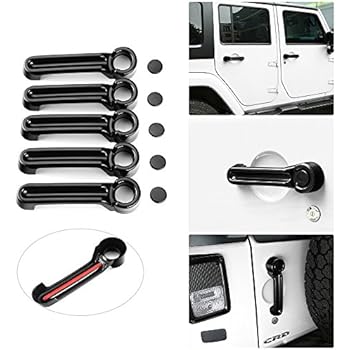 JeCar Door Handle Inserts Cover Kit & Tailgate Handle Cover for 2007-2018 Jeep Wrangler JK 4 Door Accessories