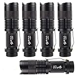 ULTRAFIRE 5 Pack SK68 Tactical and Small Flashlights,7w 3-Mode Pocket Torch Adjustable Focus Zoom Light Lamp
