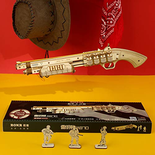 ROKR Wooden Toy Gun Rubber Band Gun 3D Wooden Puzzle (Terminator M870