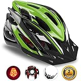 Basecamp Specialized Bike Helmet, Bicycle Helmet CPSC&CE Certified with Helmet Accessories-LED Light&Removable Visor&Portable Bag Cycling Helmet BC-DDTK Adjustable for Men/Women(Blackgreen)