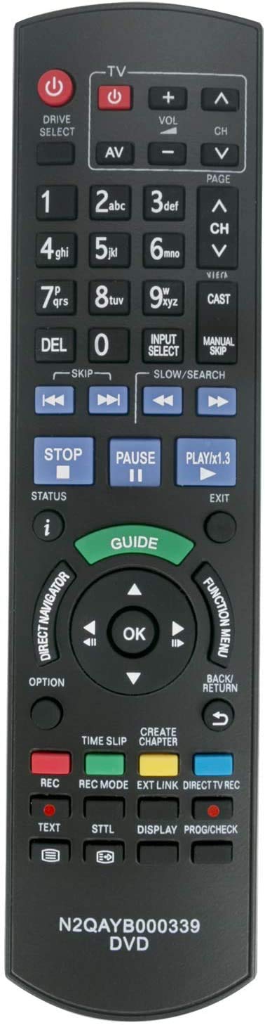 VINABTY N2QAYB000339 Remote Control replaced fit for Panasonic DVD Recorder DMR-XS350 DMR-XS350EBK