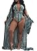 Lovaru Women's New Colorful Dyeing Bikini One Piece Swimsuit+Ponchos Cover Ups (X-Large, Green)