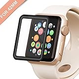 Apple Watch 42mm Screen Protector, Amoner iWatch Tempered Glass Screen Film [Full Coverage][2.5D Curved Edge] for 42mm iWatch Series 3/2/1 (Black)