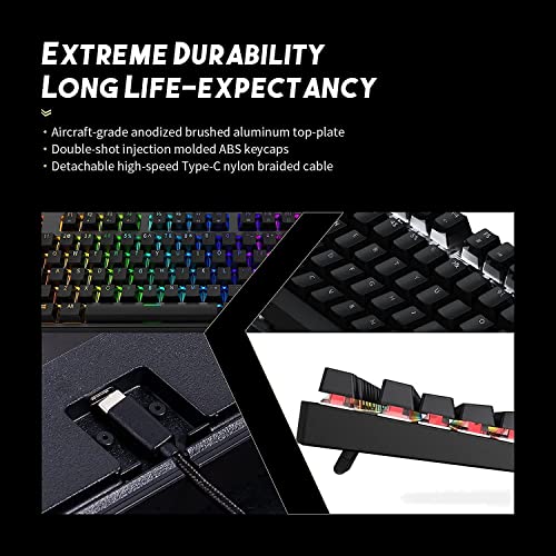 Gaming Keyboard Mechanical 87 Key Silent Red Switch, TKL RGB