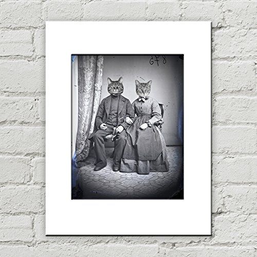 5 x 7 Victorian Cat Matted Art Print, Anthropomorphic