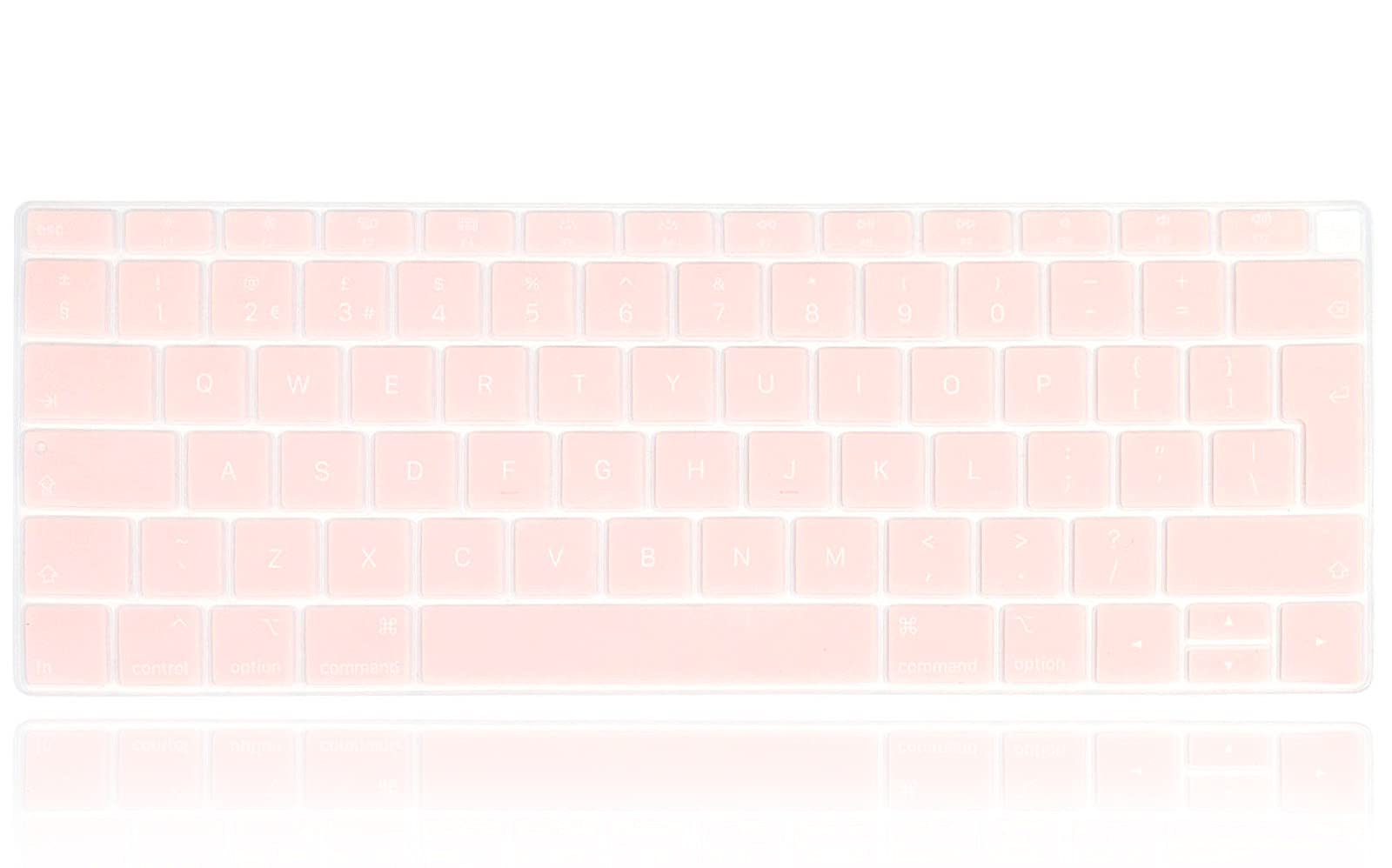 XHLWZR EU/UK English Language Silicone Keyboard Cover Skin for MacBook Air 13 with Retina Display and Touch ID 2020 2019 2018 Model A1932,European Layout Protective Skin,Rose Powder Pink