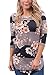 Asvivid Womens Three Quarter Sleeve Ladies Baseball Shirt Floral Print Blouse Tops XXL Brown