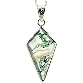 AA Moss Agate Jewelry, Big Kite Shape,Excellent Moss Agate Gemstone Necklace, Cut Green Moss agate Necklace, Natural Moss Agate Pendant, Moss Agate Necklace, Gift For Her, 18" Necklace