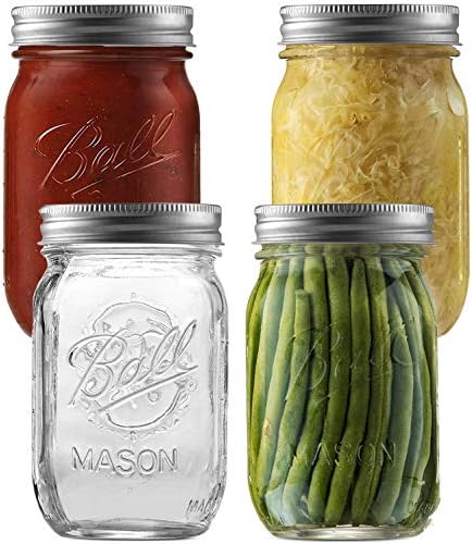 Ball Regular Mouth Mason Jars 16 Oz Capacity 4 Pack With Airtight Lids And Bands For Canning Fermenting Pickling Decor Microwave And Dishwasher Safe Bundled With Sewanta Jar Opener Buy Online At