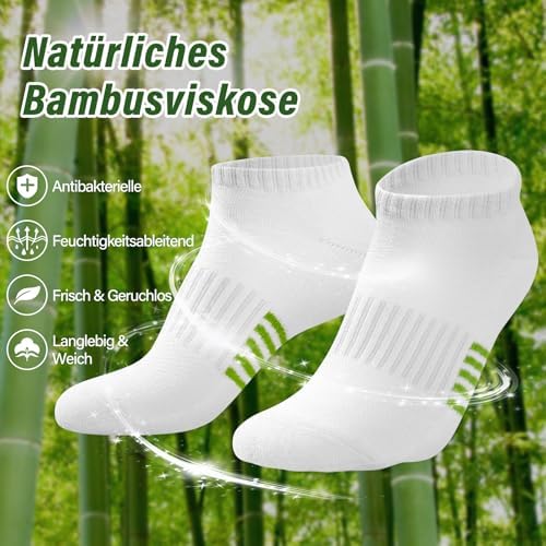 Bambus Sneaker Socken Damen 6/12 Paar, Atmungsaktive Gepolsterte Sportsocken Laufsocken, Anti Schweiß Kurze Socken Damen 39-42 35-38 Bunt, Geschenke für Frauen Sommer, Mehrfarbig Weiß 39-42