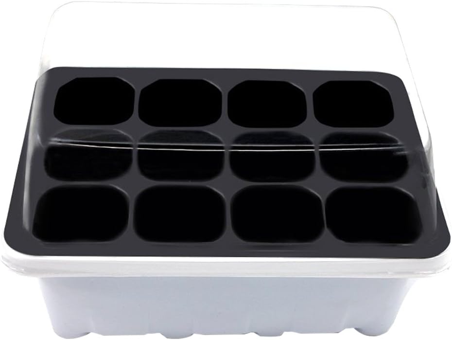 OuYou 12-Pack Seed Starter Trays Seedling Starter Plant Grow Starting With Lid And Base for Seed Germination Trays (12 Pack)