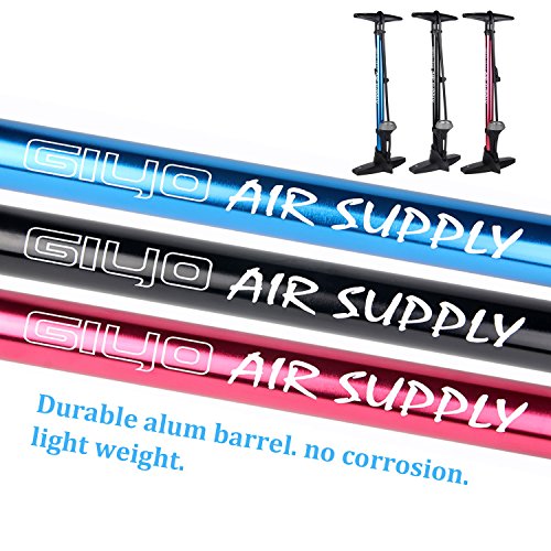 Bike Pump with Gauge, Anti corrosion Lighter Alumium Barrel, Schrader Presta Dunlop Universal, High Pressure Bicycle Floor Pump 160 PSI/11 BAR Color Optional