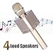 MICGEEK Q10S丨Wireless Bluetooth Karaoke Microphone,4-in-1 Speakers,Super Li-ion Battery,Play/Sing/Record Modes,Best Mini Portable Home Music Machine System for iPhone/Ipad/Android/Tablet/Car(Gold)