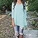 Goddessvan Plus Size Tops, Women Long Sleeve Loose Shirt Button Trim Round Neck Tunic Blouse T-Shirt (2XL, Blue)