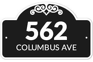 Custom Indoor/Outdoor Decorative Address Sign, Black Background, Made in The USA 12x7.5 Inches, Aluminum Composite Made in US