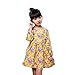 AMA(TM) Baby Girl Kids Cotton Floral Long Sleeve Princess Party Dress (4T, Yellow)
