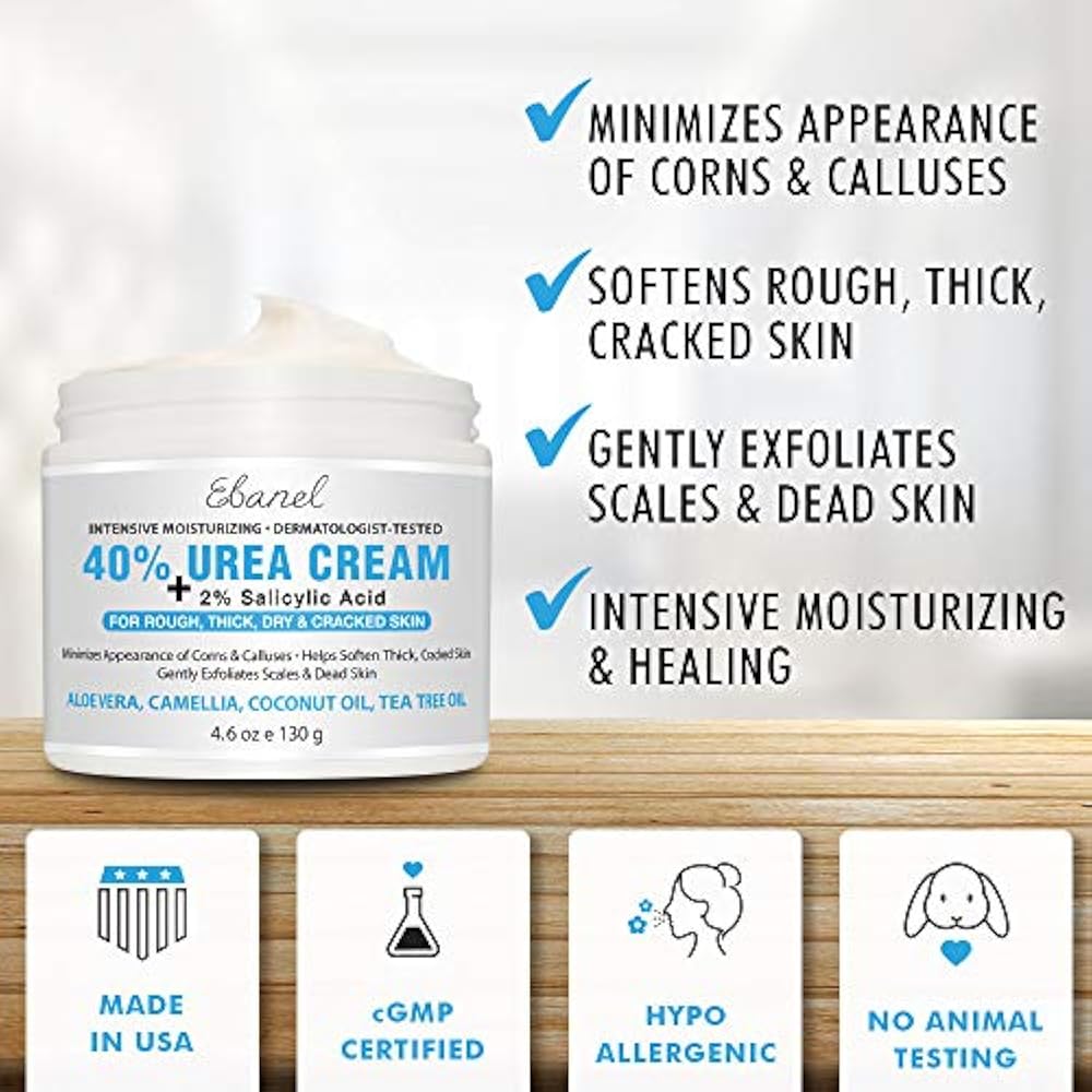 Urea Cream 40 Plus Salicylic Acid 4.6 Oz, Callus Remover Hand Foot For