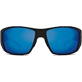 Kaenon Unisex Truckee Rectangular Polarized Sunglasses (Matte Black, Ultra Glass Pacific Blue)