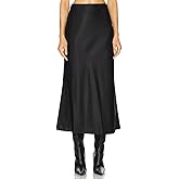Aigeman Womens Elegant Silk Satin Maxi Skirt Elasticized High Waist Mermaid Fall Satin Skirts for Wedding Guest 469