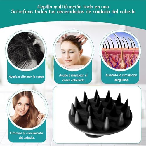 Set de cepillos corporales de silicona de 4 piezas, cepillo de mano no eléctrico con empuñadura antideslizante para un poder de limpieza superior y cerdas suaves para limpiar y masajear cada parte de su cuerpo. (Black)