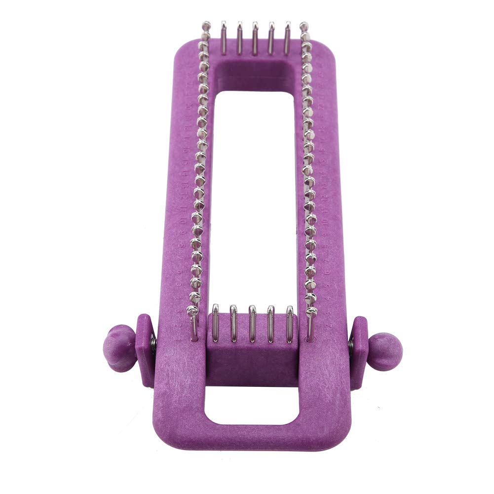 Estink Knitting Loom, Adjustable Sock Loom for Handmade Socks Scarves Hats Crafts DIY Set with Hook Rectangular Weaving Tool for Beginners