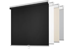 ChrisDowa Cordless Free-Stop 100% Blackout Blinds for Windows, Roller Windows Shades with Thermal Insulated, UV Protection Fabric for Living Room, Office and Home. Easy to Install.Black,42" W X 72" H