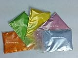 LOT of 5 Powdered Up Dolly 1g Mica Pigment Powder Colors Orange LIME GREEN Yellow PINK and Light Blue Sample Shimmers for MP Soap and Cosmetic Making