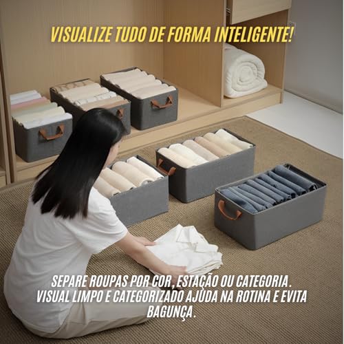 Kit 4 Cesto Organizador Multiuso Grande Reforçado e com Alça Capacidade 25 Litros Caixa Organizadora Impermeável e Lavável para Armário, Guarda Roupa, Banheiro, Cozinha