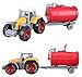 Cltoyvers 4 Pcs Metal Farm Tractor Trailer Toys Vehicle Play Set - Disc Plow, Water Tank, Wagon, Dump Trailer, Diecast Little Cars Set for 3, 4, 5 Years Old Toddlers Boys Christmas Xmas Birthday Gift