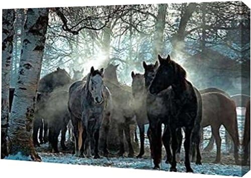PrintArt GW-POD-42-JSP1012-24x16 Horses in The Mist, 24" x 16"