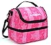 MIER Double Decker Insulated Lunch Box Pink Soft Cooler Bag Thermal Lunch Tote with Shoulder Strap (Pink Star)