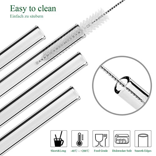 MELLIEX Glas Strohhalm Wiederverwendbar Glas Trinkhalme Eco Nachhaltige Strohhalme Für Cocktail Smoothie Tee, 8er Set… – Bild 6