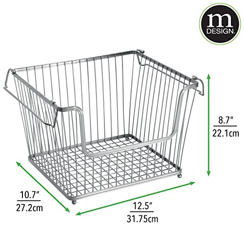 mDesign Modern Stackable Metal Food Storage Organizer Bin Basket with