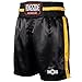 Ringside Pro-Style Boxing Trunks, Satin Boxing Shorts for Men and Women, Ideal for Boxing, MMA, Muay Thai, Black/Gold, Medium