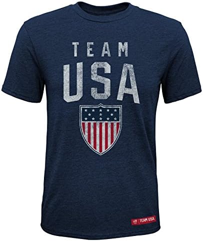 Olympics Team Usa Youth Boys "Vintage Shielded" Short sleeve Tee, Xl(18), Navy