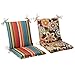 Pillow Perfect Reversible Floral Stripe Indoor/Outdoor Solid Back 1 Piece Square Corner Chair Cushion with Ties, Deep Seat, Weather, and Fade Resistant, 36.5