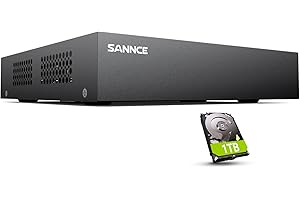 SANNCE 8-Channel 1080P Wired Home Surveillance Security Camera System DVR Recorder with 1TB Hard Disk Drive, Human Detection, Standalone DVR Video Recorder CCTV Support 5-in-1 CVBS/AHD/TVI/CVI/IP