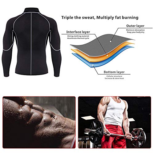 Ursexyly Men Exercise Sweat Hot Dress Shirt Sauna Suit Neoprene