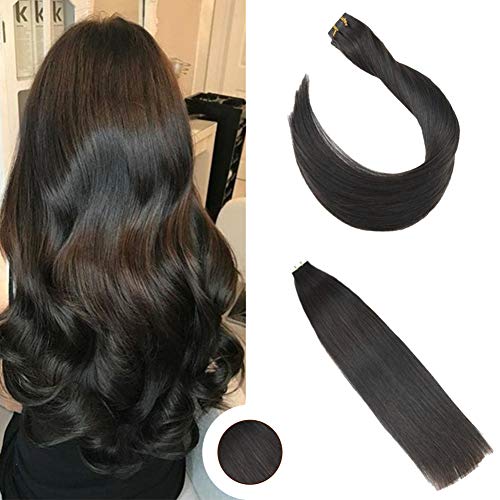 Ugeat 26" Tape in Remy Hair Natural Brazilian 50g 20pcs/Pack Black Tape in Hair Extensions Human Natural