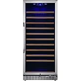 EdgeStar CWR1212SZ 24 Inch Wide 111 Bottle Capacity Free Standing Single Zone Wine Cooler with Even Cooling Technology