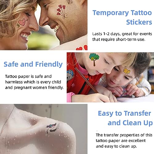 Temporary Tattoo Paper, Temporary Tattoos of the World 2026 A4X5 Sheets Tattoo Transfer Paper for Printer, DIY Tattoo Transfer Paper for Fans Party Party Decorations Photo