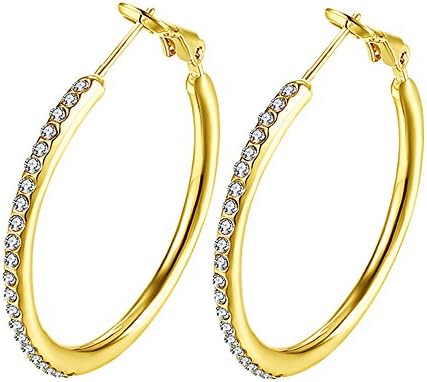 18k gold plated Cubic Zirconia Hoop Earrings, Rhinestone Earings For Women Or Girls