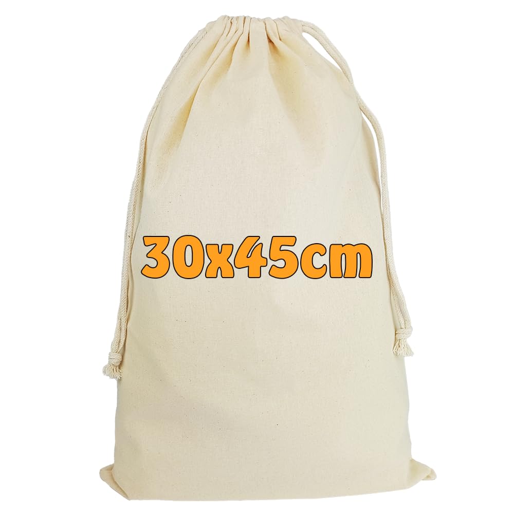 Cottonbagjoe Cotton Bag Fabric Bag with Drawstring 30 x 45 cm Pack of 25 Zero Waste Vegetable Bag Lunch Bag Cosmetic Bag Sock Bag Gym Bag Underwear Bag