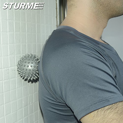 STURME X14 Massage Ball Spiky for Deep Tissue Foot, Back, Plantar Fasciitis and All Over Body Deep Tissue Muscle Therapy - Includes Free Tutorial and Holder Ball Bag (Green+Red), Green+red