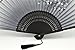 TANG DYNASTY(TM) High Quality High Quality Japanese Silk Handheld Fan Hand Fan Black with Flower Jhf-006